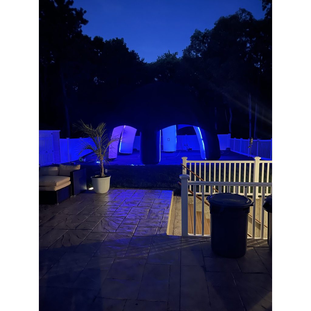 LED Glow Tent Venue in Philadelphia, NJ: A beautifully lit tent set up for a wedding reception.