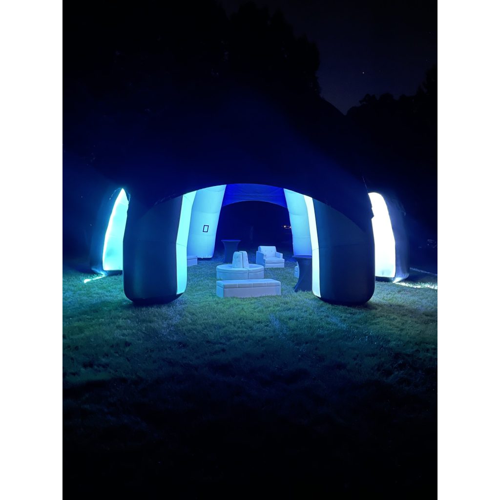 LED Glow Tent Venue in Woodbury, NJ: Modern glowing tent and furniture setup for a corporate event.